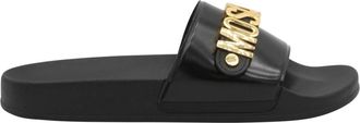Moschino Zwarte platte schoenen voor heren - Heren - Sandalen - Zwart - 41 EU - Schoenen