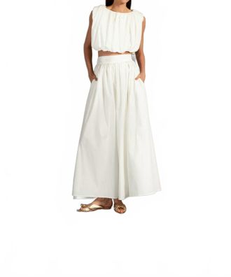 Adriana Degreas Solid Inamorata Side-Slit Long Skirt In Off-White