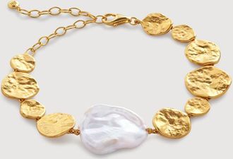 Monica Vinader Gold Capri Keshi Pearl Disc Bracelet Pearl
