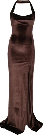 Atu Body Couture Maxi-jurk met halternek en split - Bruin