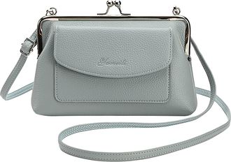 Generic 2023 New Solid Color Fashion Mobile Phone Crossbody Bag High Capacity Womens Shoulder Bag Leather Shoulder Bag for Men (Blue, One Size)