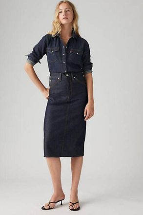Levi's High Rise Back Slit Skirt - Donna - 25 - Blu / Summer Soft Rigid