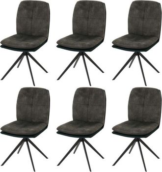 Hhg Hhg - Lote De 6 Sillas De Comedor 178, Silla De Cocina, Sill&oacute;n, Posici&oacute;n Autom&aacute;tica Giratoria, Metal Tela/textil, Verde