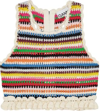 Ganni Top corto alluncinetto - Blu