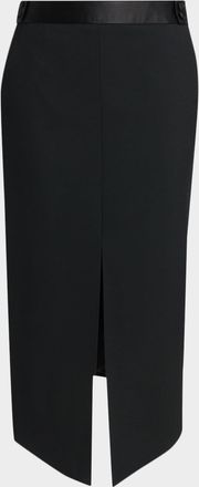 Tom Ford Center-Slit Long Wool Skirt