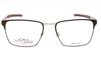 Police VPLG79 Rectangular Metal Frame Eyeglasses - Brown