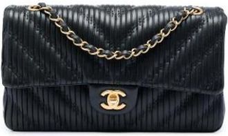 Chanel Pre-owned Pleated Leather Crossbody Bag - Dames - Vintage Schoudertas - Zwart - ONE Size - Leer - Vintage