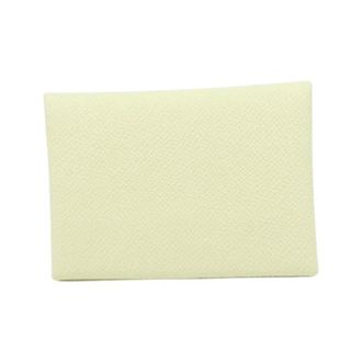 Herm&egrave;s Pre-owned Calvi Duo Lederen Muntzakje - Dames - Pre-owned - Beige - Maat: ONE Size Leer