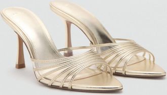 Mango Sandalo con tacco metalizzato a strisce oro - Donna - 35 - MANGO