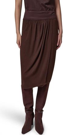DKNY Mixed Media Twist Detail Midi Skirt in Espresso at Nordstrom, Size X-Small