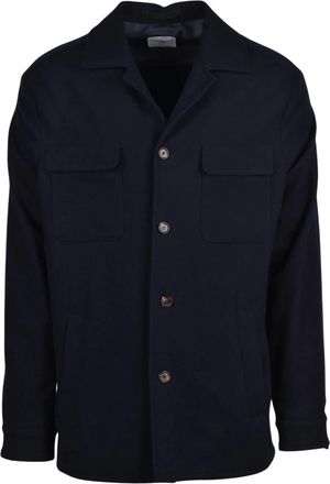 Eleventy Giacca Camicia - Heren - Zomerjassen - Blauw - 2XL - Wol - Jassen