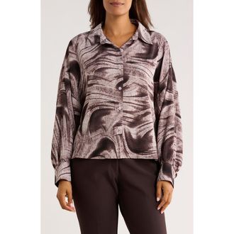 Patrizia Luca Cocoon Button-Up Shirt in Taupe at Nordstrom Rack