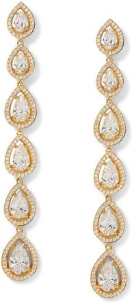 Nadri Radiant Pav&eacute; Pear Cubic Zirconia Linear Drop Earrings in Gold at Nordstrom