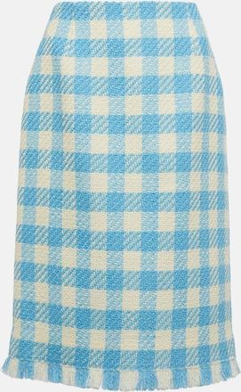 Oscar De La Renta Checked wool midi skirt