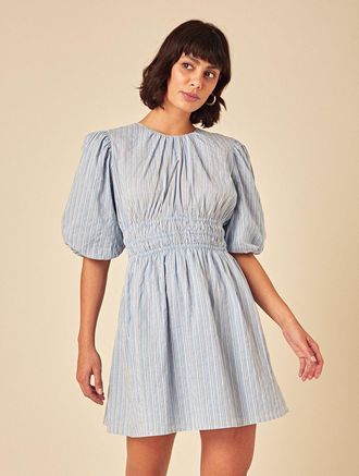 Nobody's Child Blue Pintstripe Zelda Mini Dress