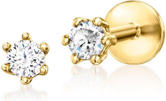RS Pure by Ross-Simons Diamond Flat-Back Stud Earrings in 14kt Yellow Gold