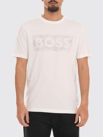 HUGO BOSS T-shirt girocollo in cotone con logo stampato sul petto