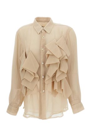 Comme Des Gar&ccedil;ons Beige Semi-Sheer Double-Layer Shirt