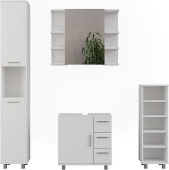 Vicco Conjunto De Muebles De Ba&ntilde;o Ilias, Blanco, 4 Partes