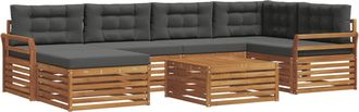vidaXL Conjunto De Sof&aacute;s De Exterior 7 Uds. Natural Y Antracita Vidaxl