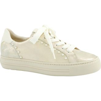 Paul Green Dinah Faux Pearl Trim Sneaker in Mineral Cream Antic Combo at Nordstrom, Size 11.5Us