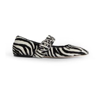 Aeyde Ballerinas, female, Black, Size: 10 US Zebra Ponyhair Block Heel Sandals