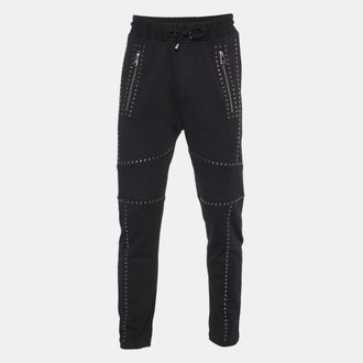 Roberto Cavalli Robert Cavalli Black Cotton Knit Embellished Track Pants