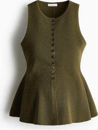 H&M MAMA Peplumgilet in Rippstrick - Green