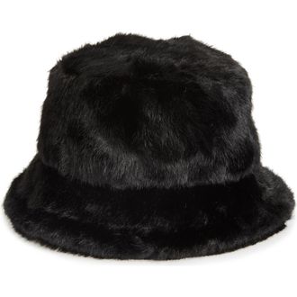 Nordstrom Rack Faux Fur Bucket Hat in Black at Nordstrom Rack