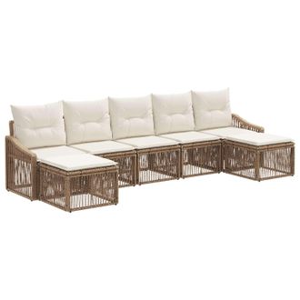 vidaXL Conjunto De Sof&aacute;s De Jard&iacute;n 7 Pcs Beige Rat&aacute;n Sint&eacute;tico Vidaxl