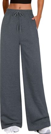 Generic Want Clothing Womens Wide Leg Bottoms Joggers Fleece Lined Straight Flare Comfy Plain & Sport Side Stripe Casual Lounge Wear Sweat Pants (UK, Alpha, L