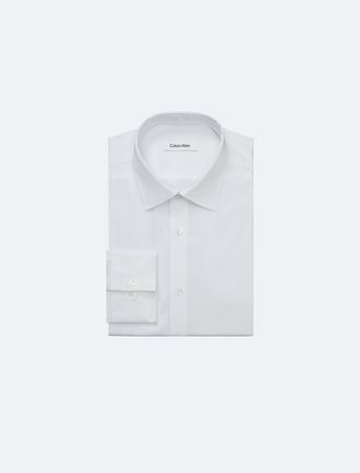 Calvin Klein Mens Refined Slim Stretch Button-Down Shirt - White - 14H/323