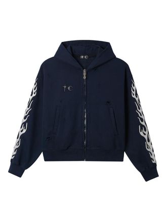 Thug Club flame zip hoodie - men - Cotton - 38 - Blue