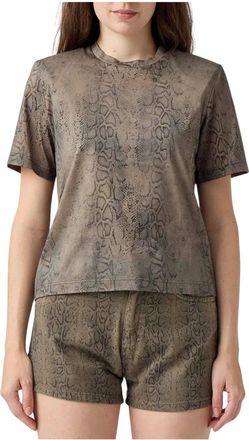 Federica Tosi T-shirt Stampa Pitone - Dames - T-shirts - Groen - S - Katoen - Tops