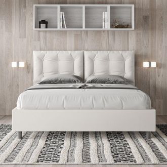 Les Tendances Letto matrimoniale senza rete imbottito 160x200 similpelle bianco Annalisa