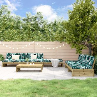vidaXL Juego De Muebles Jard&iacute;n 6 Pzas Y Cojines Madera Pino Impregnada Vidaxl