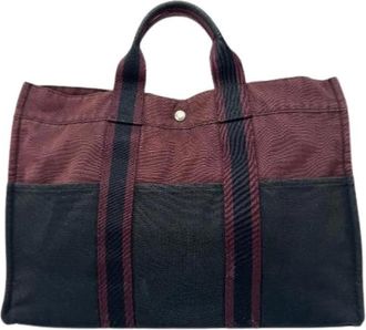 Herm&egrave;s Pre-owned Tote Bags, female, Purple, Size: ONE SIZE Pre-owned Canvas Tote Bag