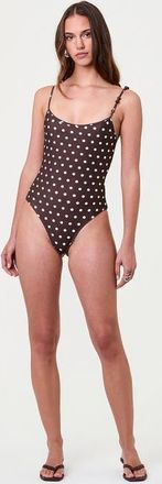 Nicholas Dione One-Piece Swimsuit in Espresso/ivory Polka Dot at Nordstrom, Size X-Large