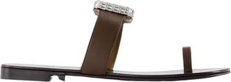 Giuseppe Zanotti Leren Slippers - Dames - Slippers - Bruin - 39 EU - Leer - Schoenen