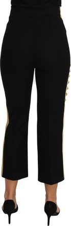 Dolce & Gabbana Womens Military Embellished Pants Black Gold Dress Wool