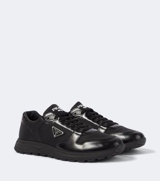 Prada Logo leather-trimmed sneakers