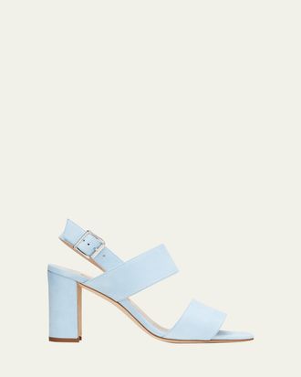 Manolo Blahnik Khan Suede Slingback Sandals