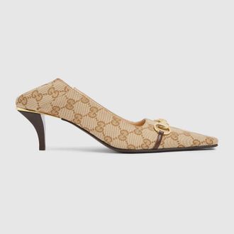 Gucci Womens Vittoria Pump, Beige, GG Canvas
