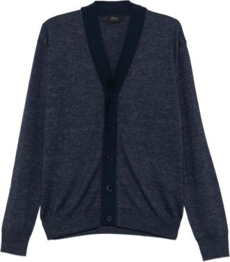 Brioni V-hals Cardigan met Knopen - Heren - Vesten - Blauw - XL - Wol - Truien & Vesten