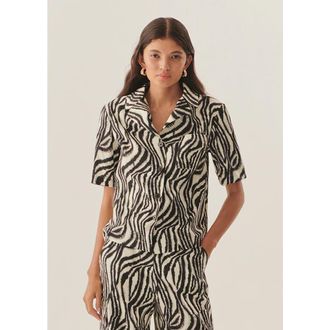 Exquise Adelaide Cotton Shirt in Zebra Pirint at Nordstrom, Size Xx-Large