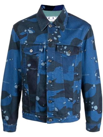 Off-white camouflage-print denim jacket - Blue