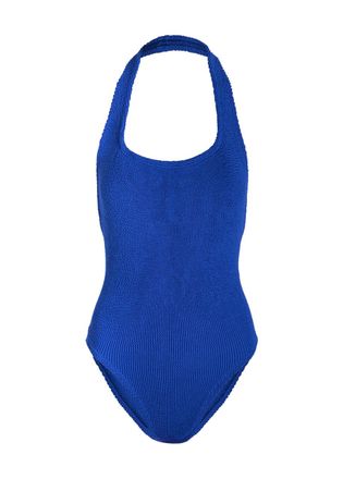 Hunza G Sandy Halterneck Crinkle Swimsuit - Blue - One Size