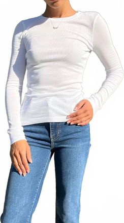 bobi Long Sleeve Scoop Neck Tee In White