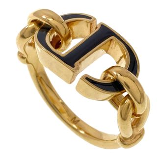 Dior Gold Black Gold Plating Band Ring (Pre-Owned)