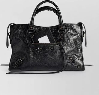 Balenciaga city shoulder bag textured leather buckle